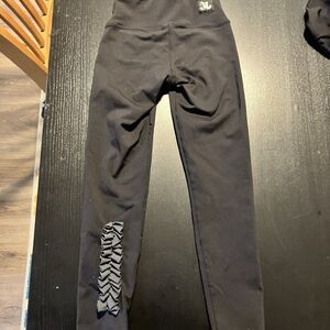 Jo & Jax Kids Black Leggings with Chevron Ruffle Detail
